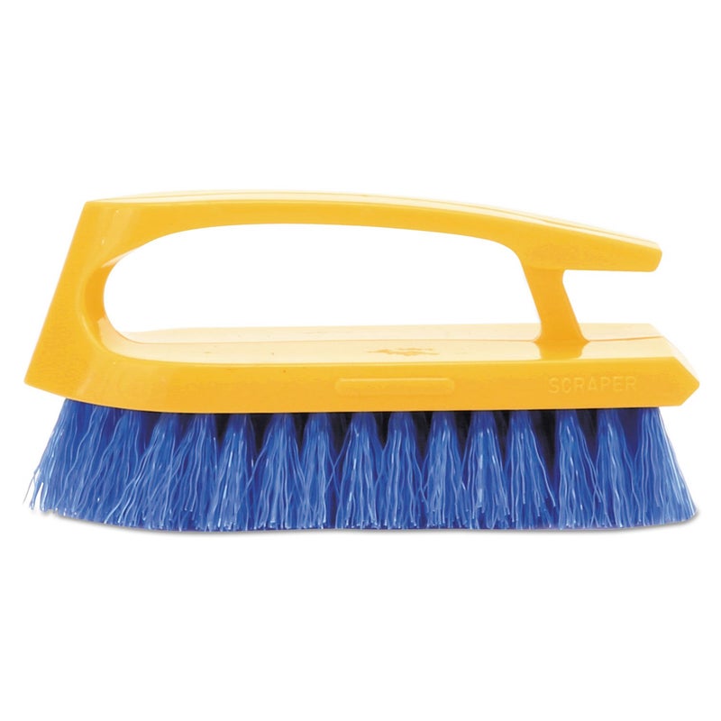 Rubbermaid Commercial FG648200 Iron Handle Scrub Brush, Polypropylene Fill, 1"" Trim Length, 6"" Length, Cobalt - Image 3
